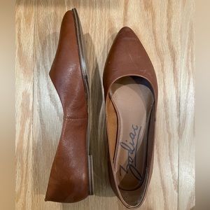 Cognac leather flats, never worn